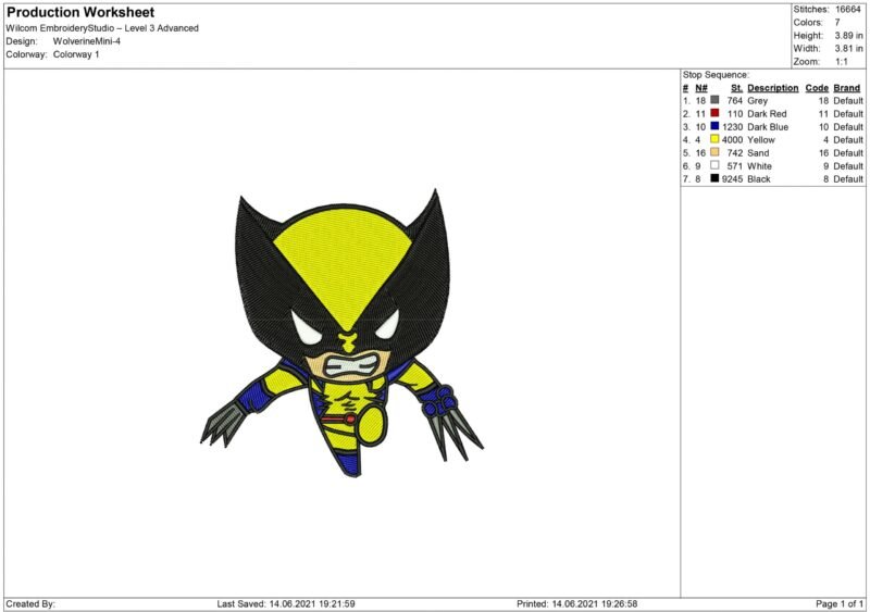 Wolverine Embroidery design