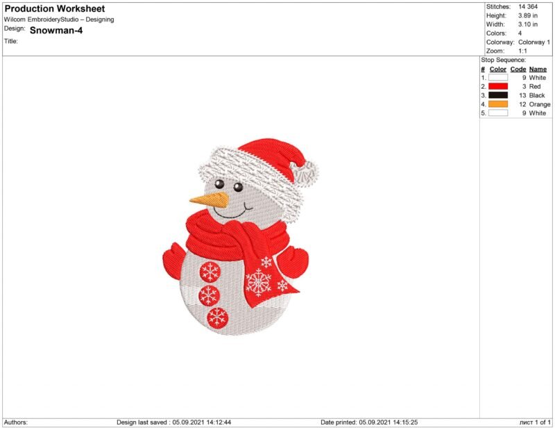 Snowman Christmas Embroidery design