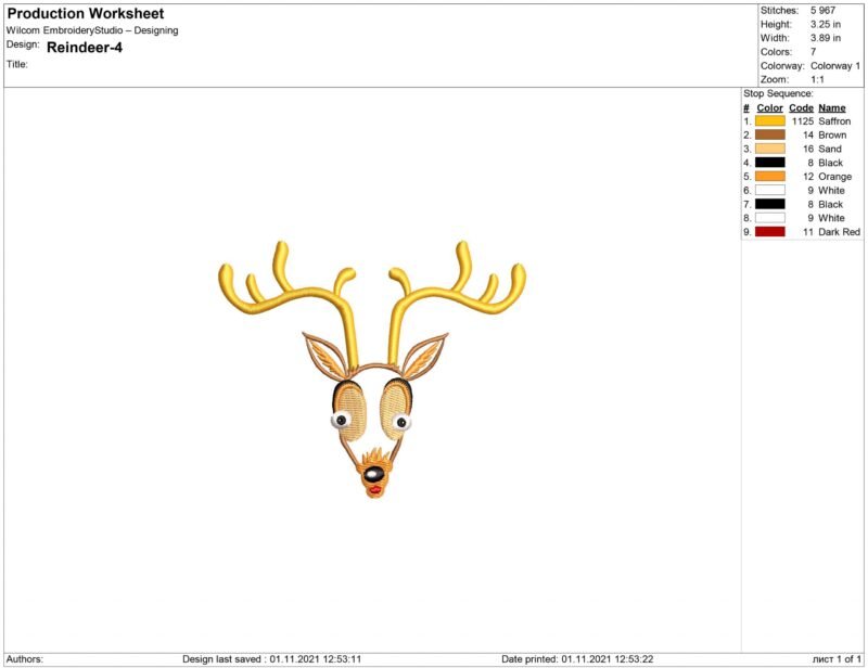 Reindeer Embroidery design