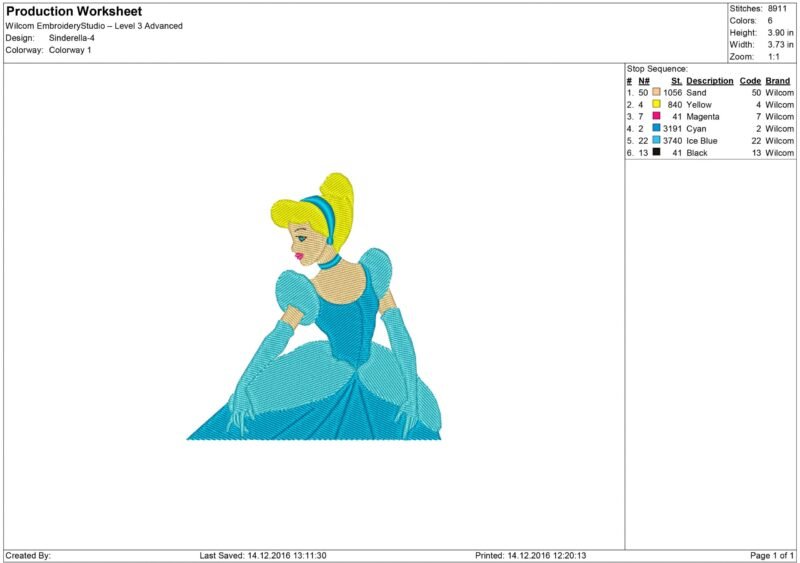 Cinderella Embroidery design