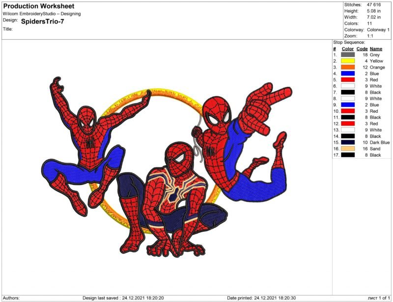 Spider-man Trio Embroidery design files