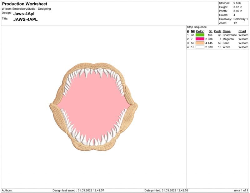 Shark Jaws Embroidery design