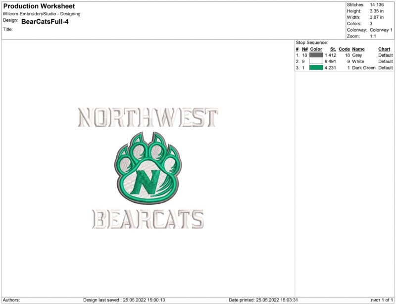 Northwest Missouri Bearcats Embroidery design