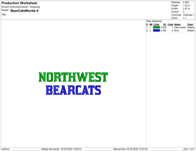 Northwest Missouri Bearcats Embroidery design
