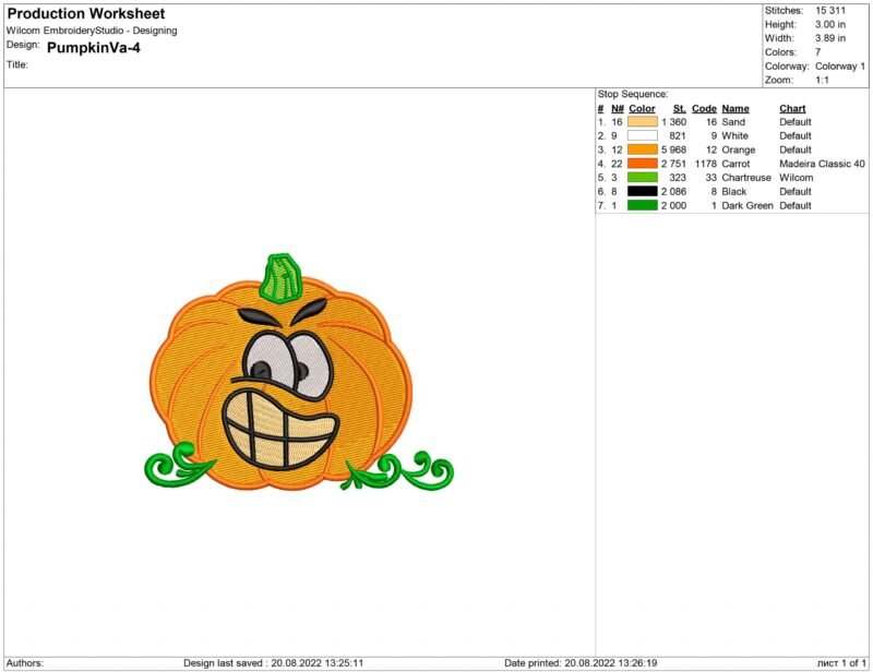 Pumpkin Embroidery design