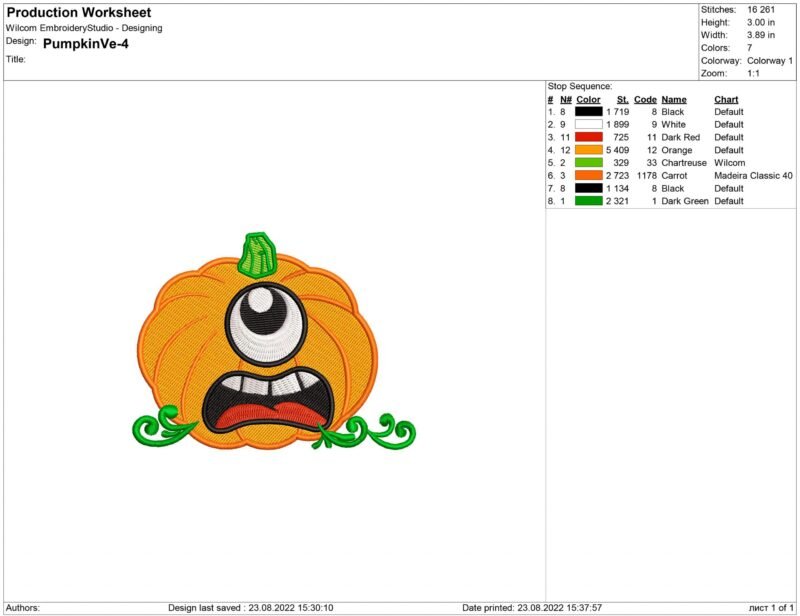 Pumpkin Embroidery design