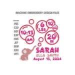 Elephant Baby Birth Announcement Embroidery design
