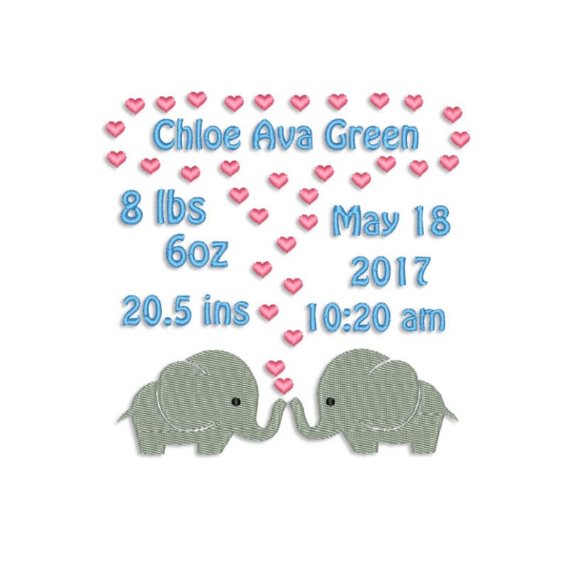 Baby Birth Announcement Embroidery design