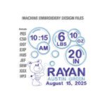 Bear Baby Birth Announcement Embroidery design