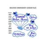 Birds Baby Birth Announcement Embroidery design