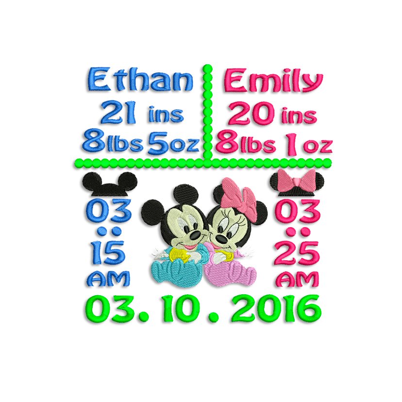Baby Birth Announcement Embroidery design