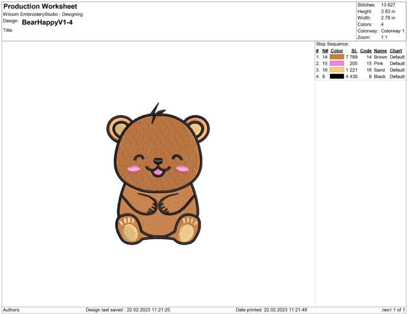 Baby Bear Embroidery design