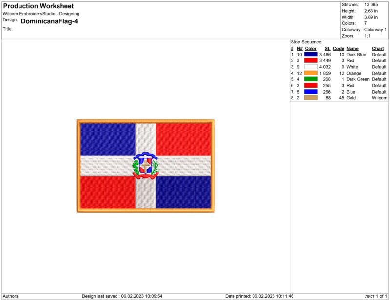 Dominican Republic Flag Embroidery design