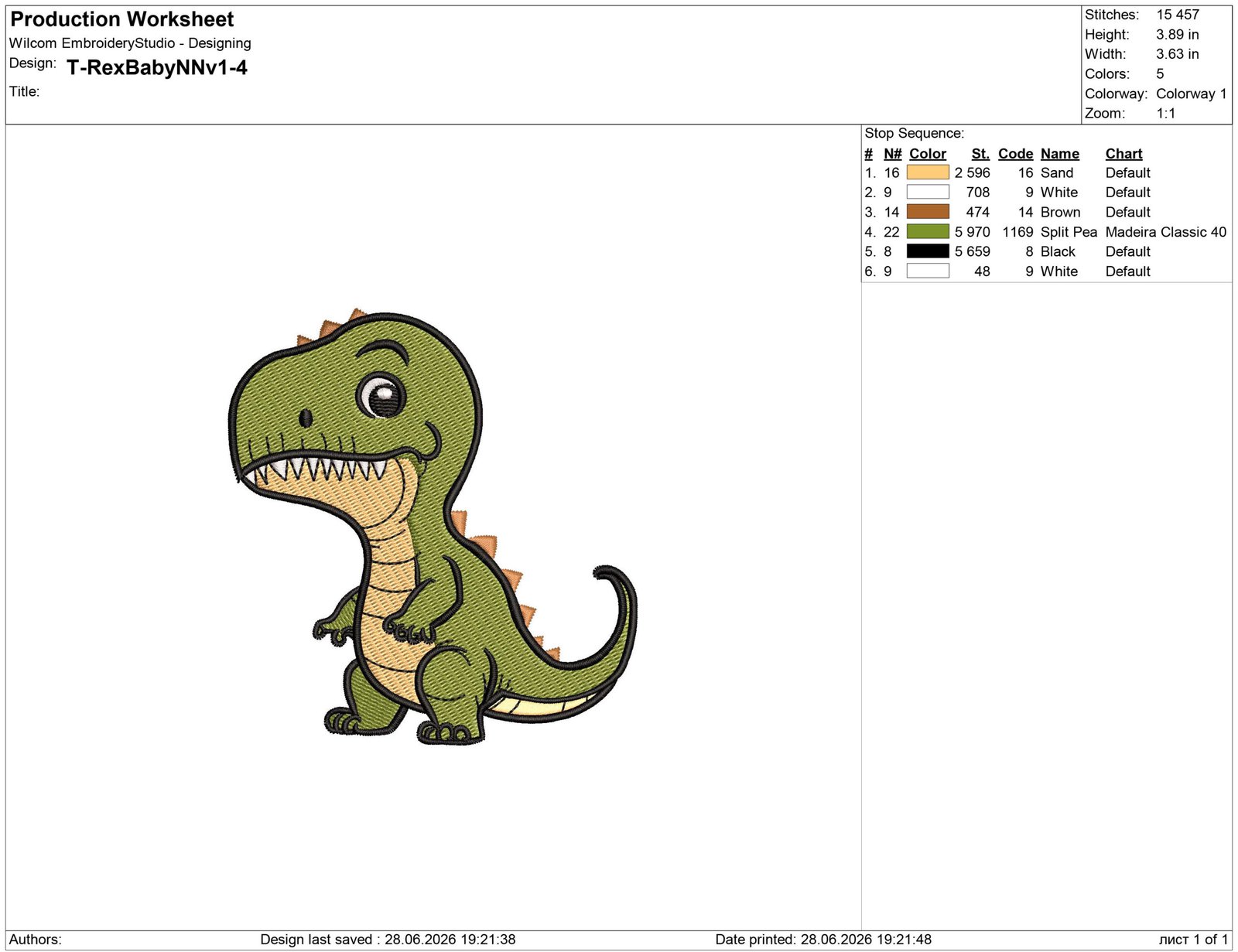 Baby Dinosaur Embroidery design - Image 2