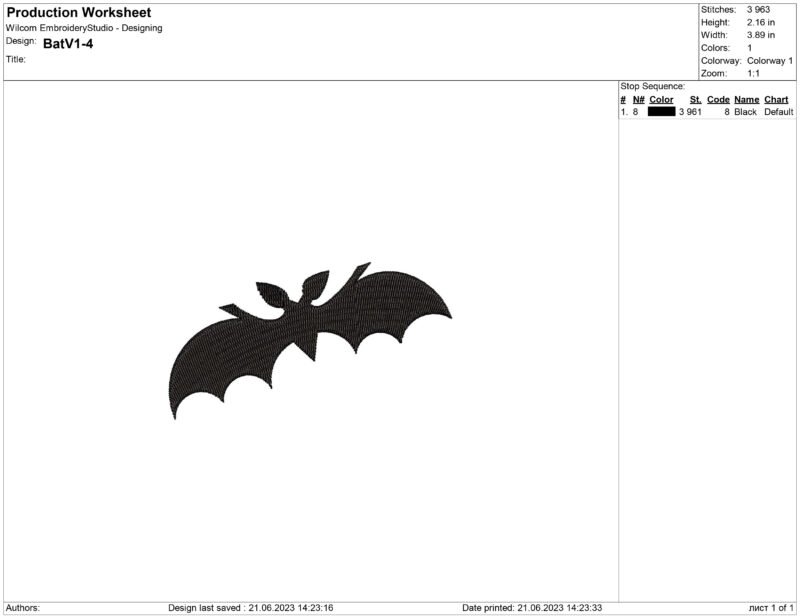 Bat Embroidery design