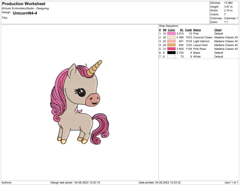Unicorn Embroidery design