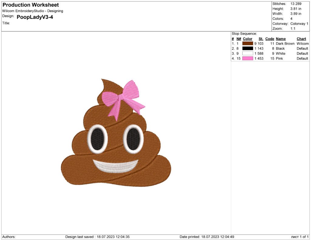 Poop Embroidery design files for Machine Embroidery