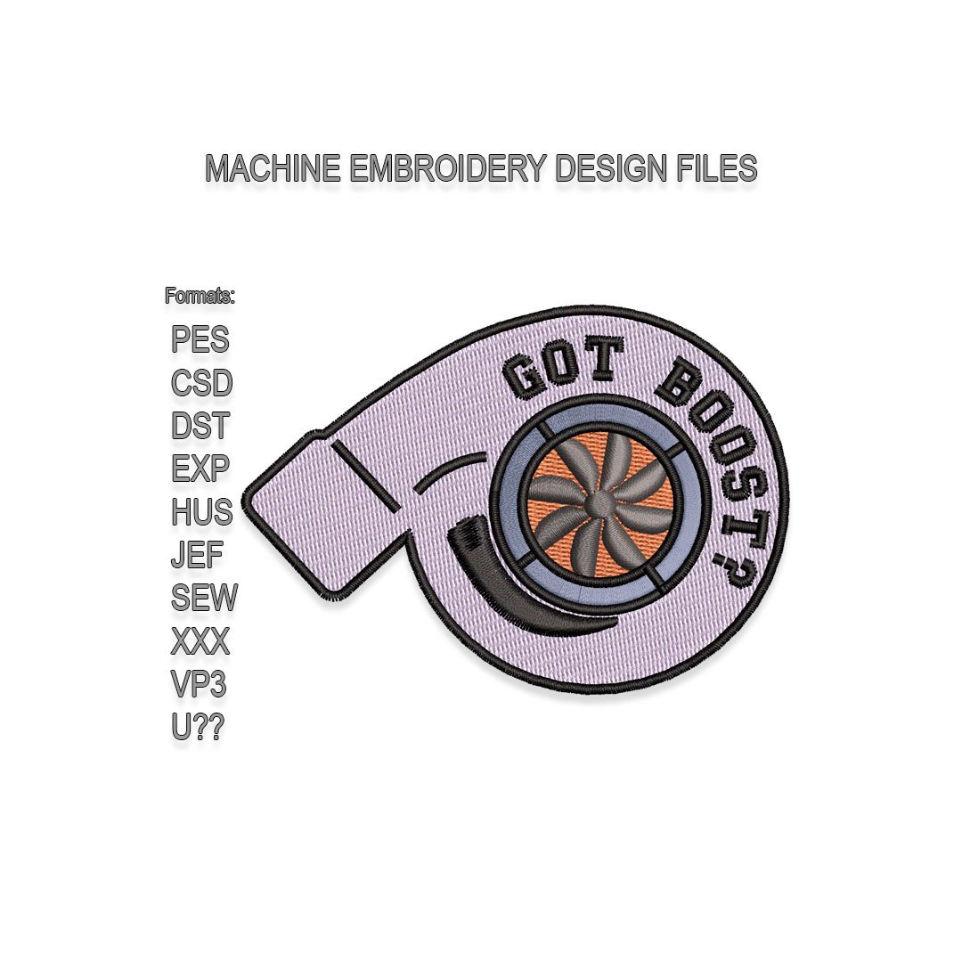 Got Boost, Turbo Embroidery design