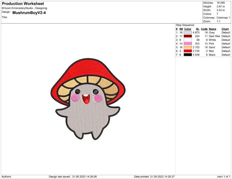 Mushroom boy embroidery design files