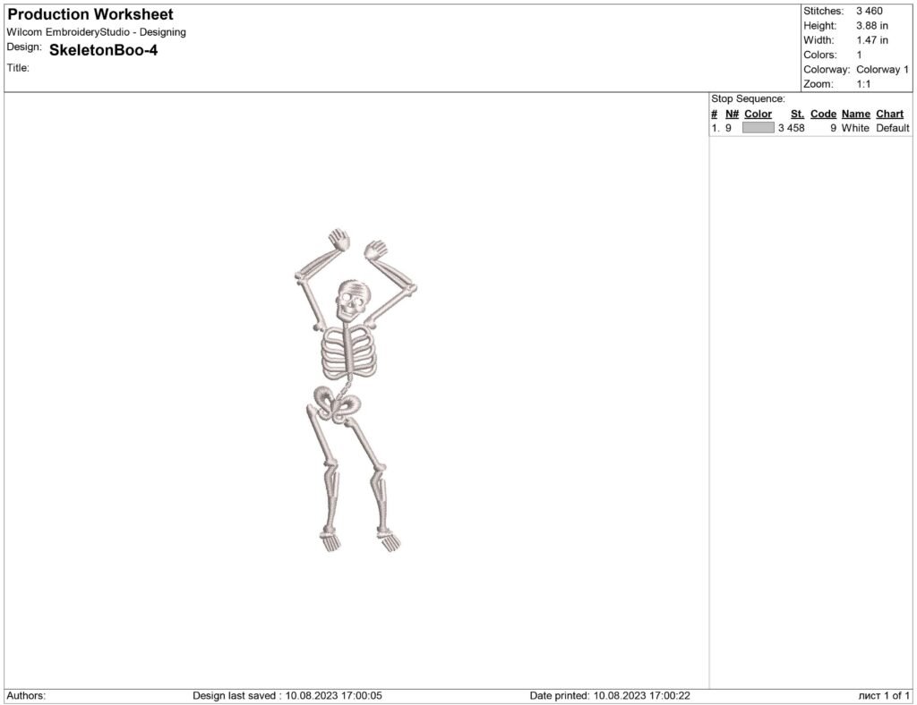 Skeleton Embroidery design for Machine Embroidery