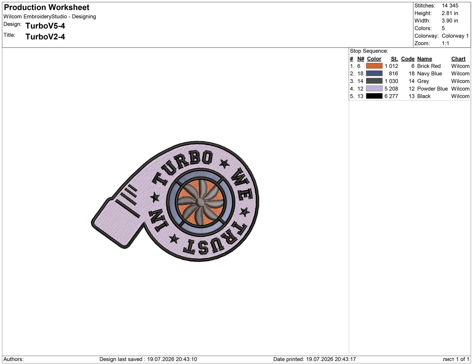 In Turbo We Trust Turbo Embroidery design - Image 2