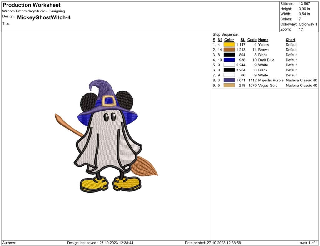 Mickey Mouse ghost embroidery design files