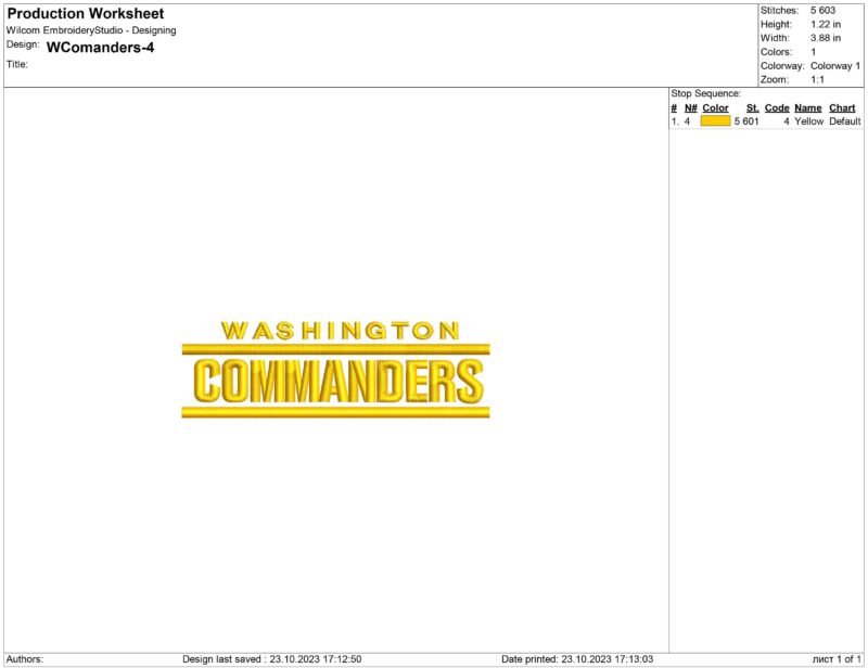 Washington Commanders embroidery design
