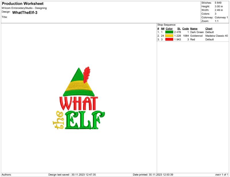 What the Elf Embroidery design