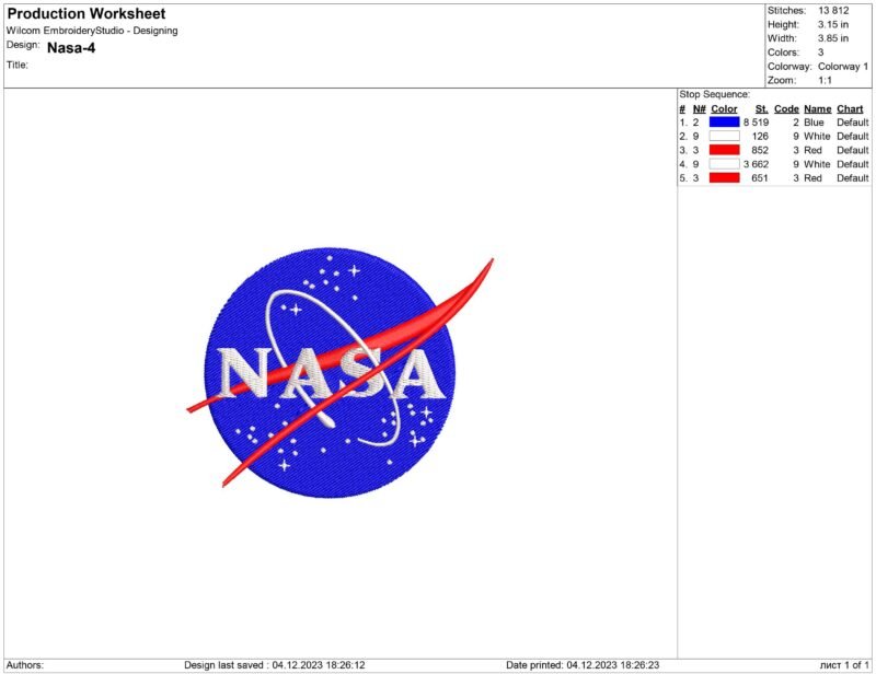 Nasa Embroidery design files