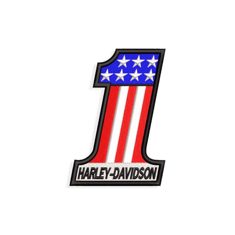 Harley Davidson Number One USA Flag Embroidery design
