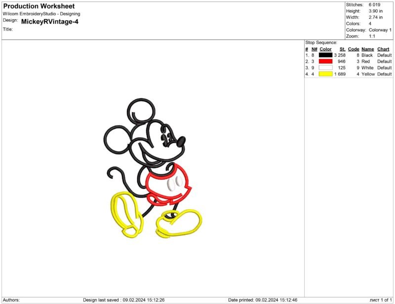 Mickey Mouse embroidery design