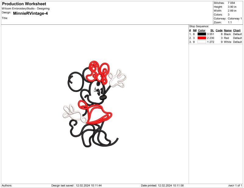 Minnie Mouse embroidery design