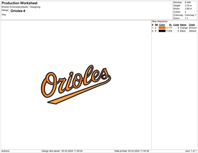Baltimore Orioles Embroidery design