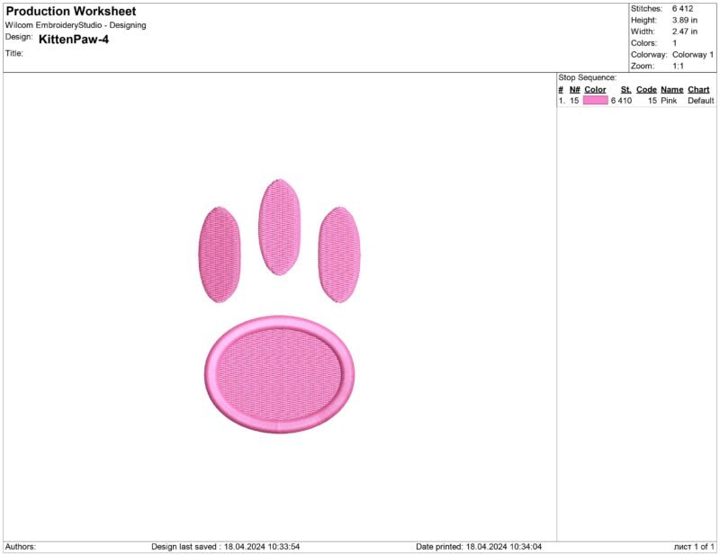 Kitten Paw Embroidery design