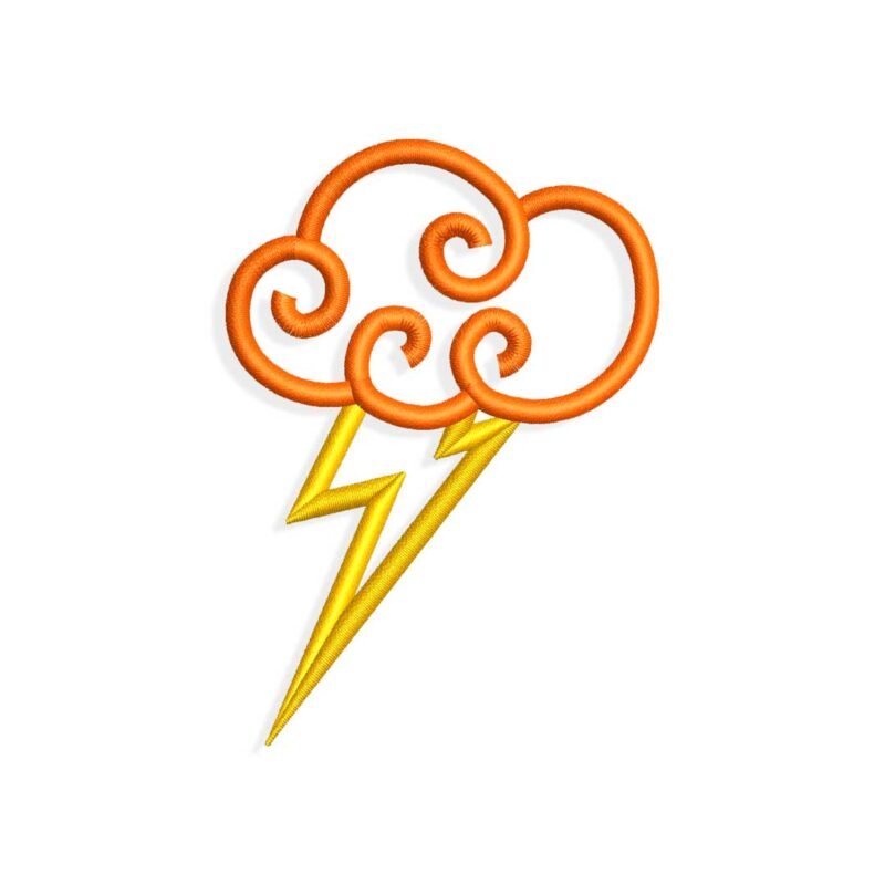 Cloud and lightning Embroidery design