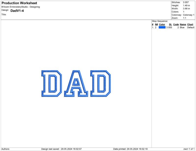 Dad Embroidery design
