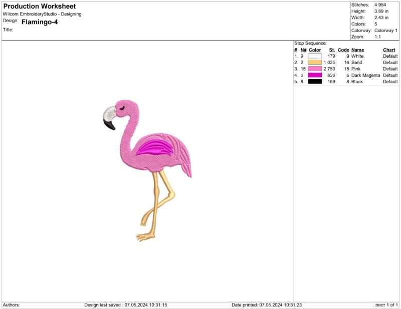 Bird Flamingo Embroidery design