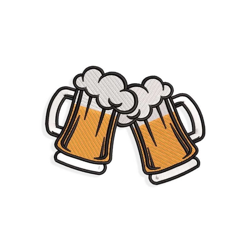 Clinking Beer Mugs Embroidery design
