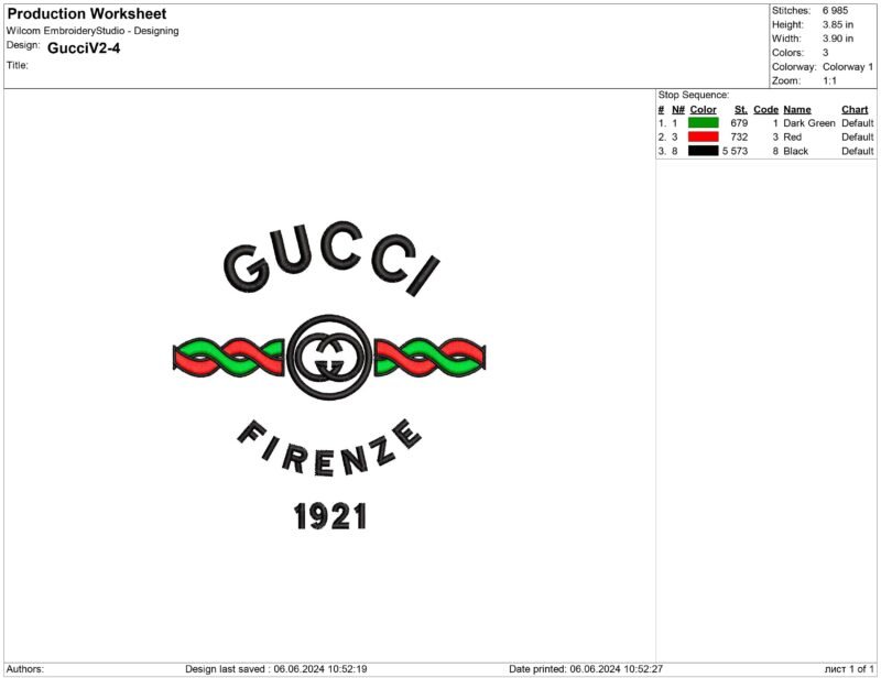 Gucci Embroidery design