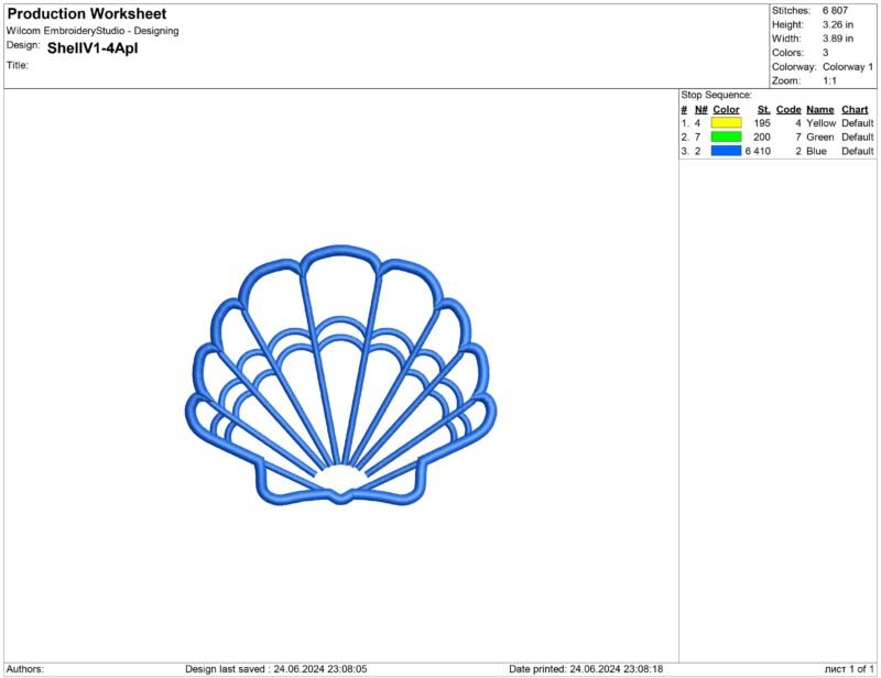 Shell applique embroidery design