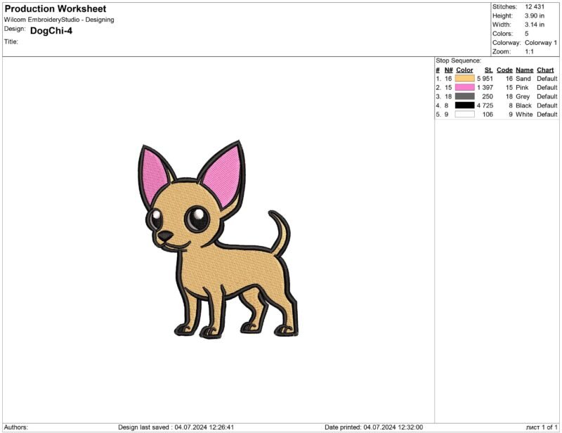 Dog Chihuahua Embroidery design