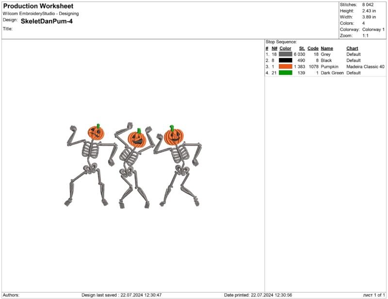 Skeletons dancing with Pumpkins Embroidery design