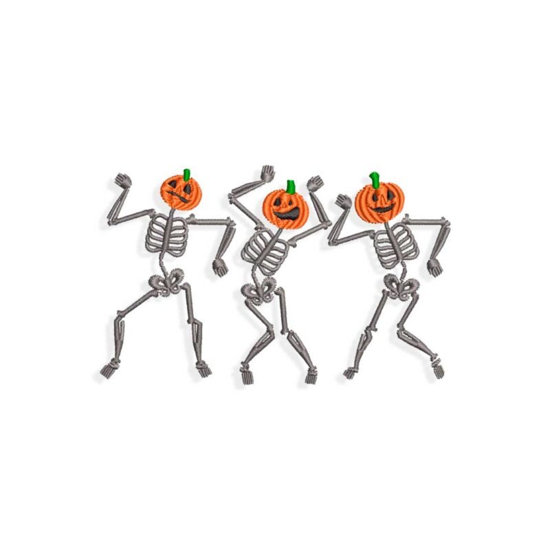 Skeletons dancing with Pumpkins Embroidery design
