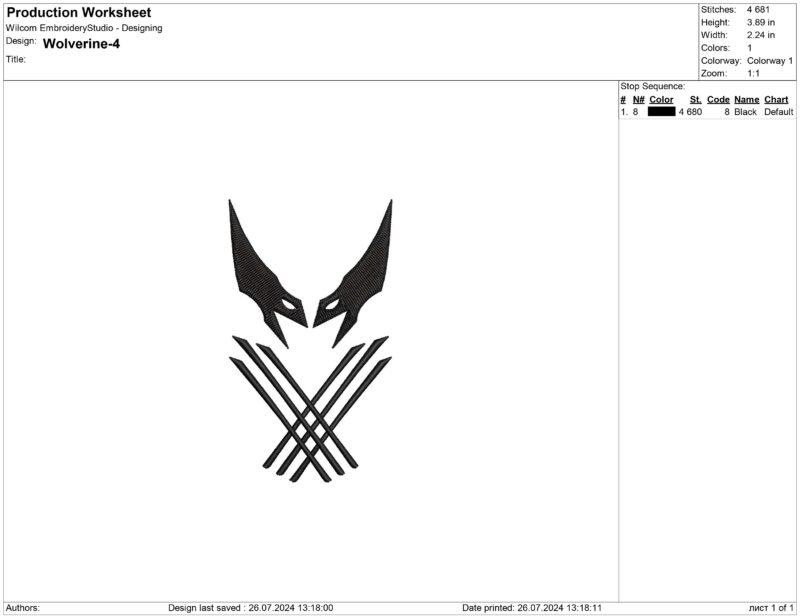 Wolverine Embroidery design