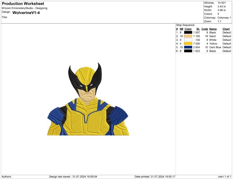 Wolverine Embroidery design