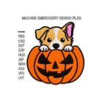 Dog in pumpkin Embroidery design