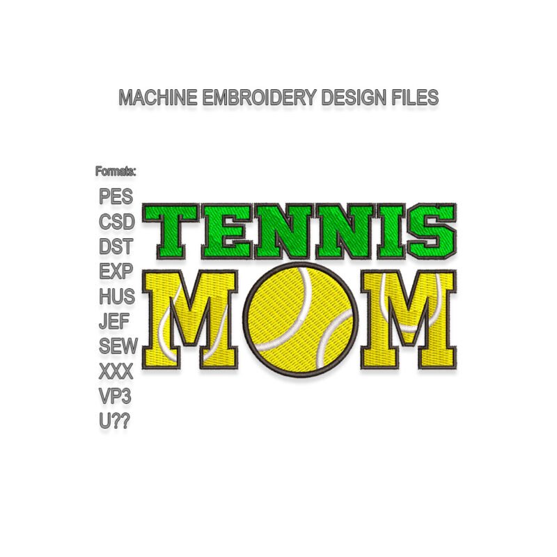 Tennis mom embroidery design
