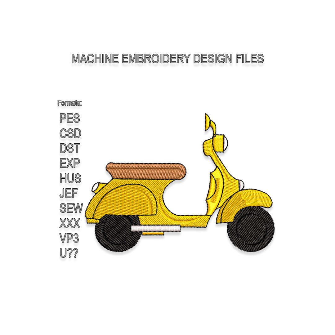 Vespa scooter Embroidery design files