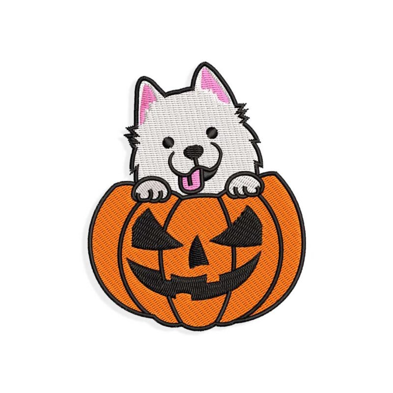 Pomeranian in pumpkin Embroidery design