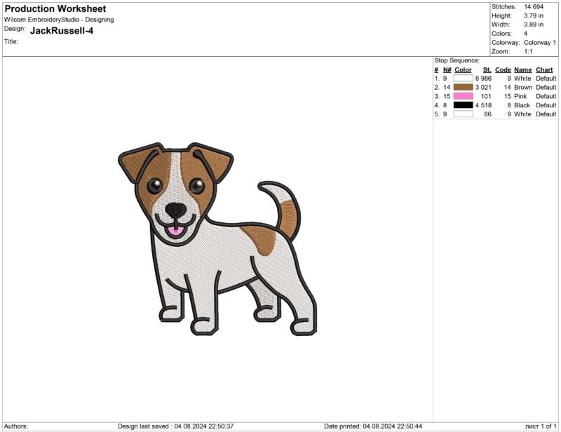 Jack Russell Terrier Embroidery design